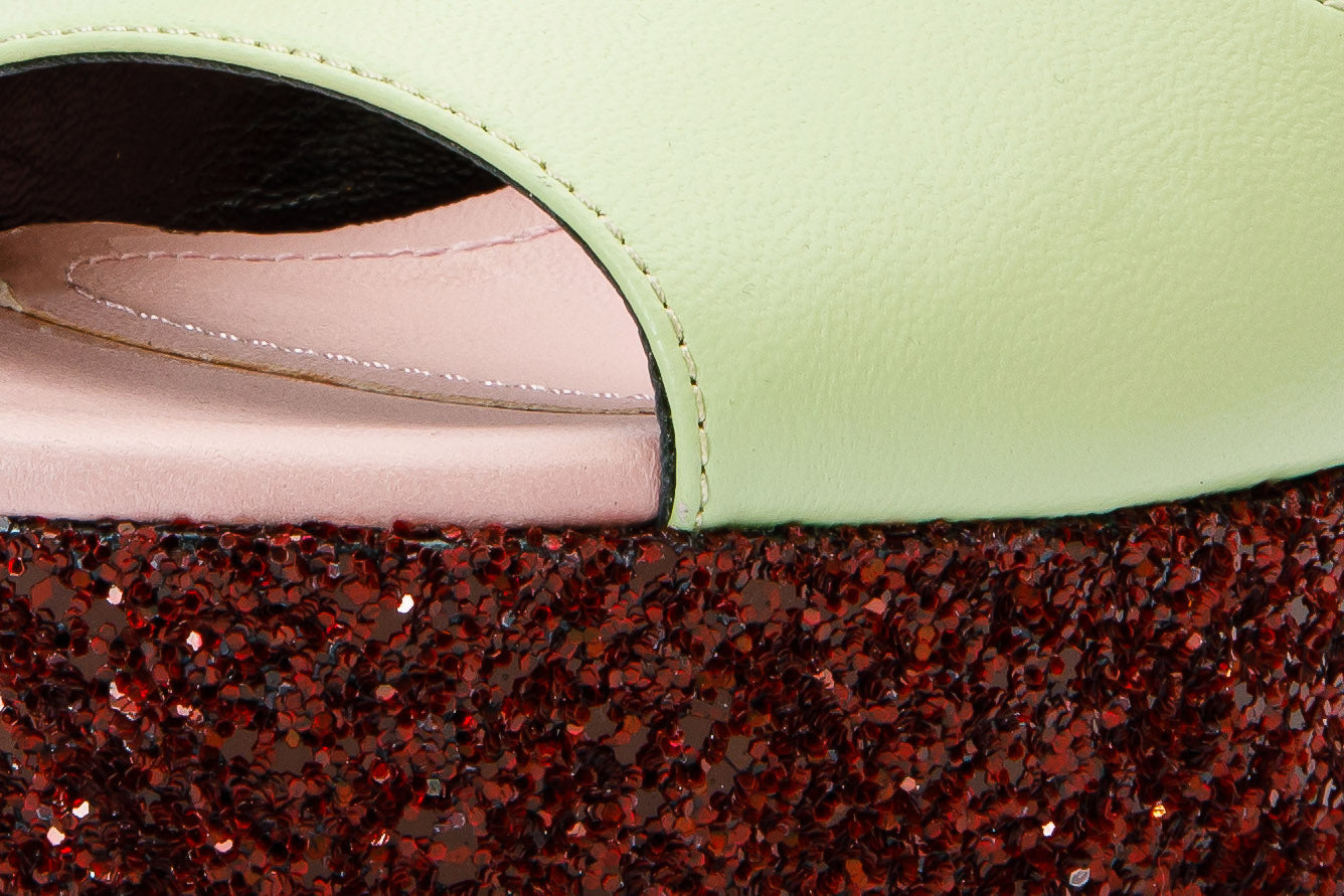 ¡Última venta de la sandalia de mujer Pera Multicolor Glitter con plataforma y tacón!