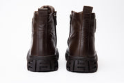 The Taco Brown Leather Casual Lace-Up Boot with a Zipper
