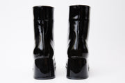 The Tackle Black Patent Leather Block Heel Boot