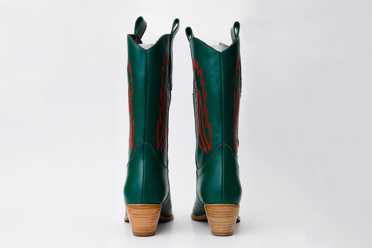 The Togg Green Leather Cowboy Boot