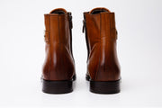 The Zeus Brown Leather Lace-Up Boot with a Zipper