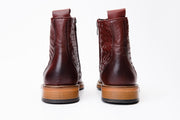 The Loddon Burgundy Leather Wingtip Brogue Handwoven Lace-Up Boot with a Zipper