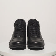 The Houston Leather Black Lace-Up Casual Boot with a Zipper