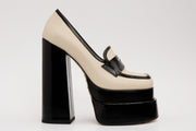 The Latino Cream Leather Platform Heel Pump