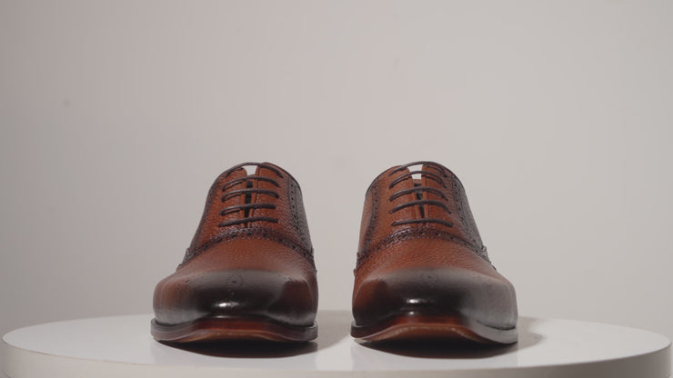 The Draco Handmade Brown Semi Brogue Oxford Shoe