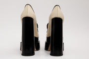 The Latino Cream Leather Platform Heel Pump
