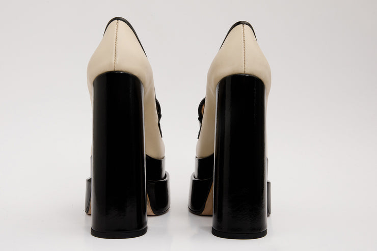 The Latino Cream Leather Platform Heel Pump