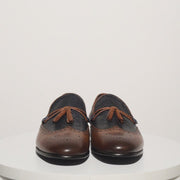 The Istanbul Brown & Navy Leather Tassel Loafer Shoe