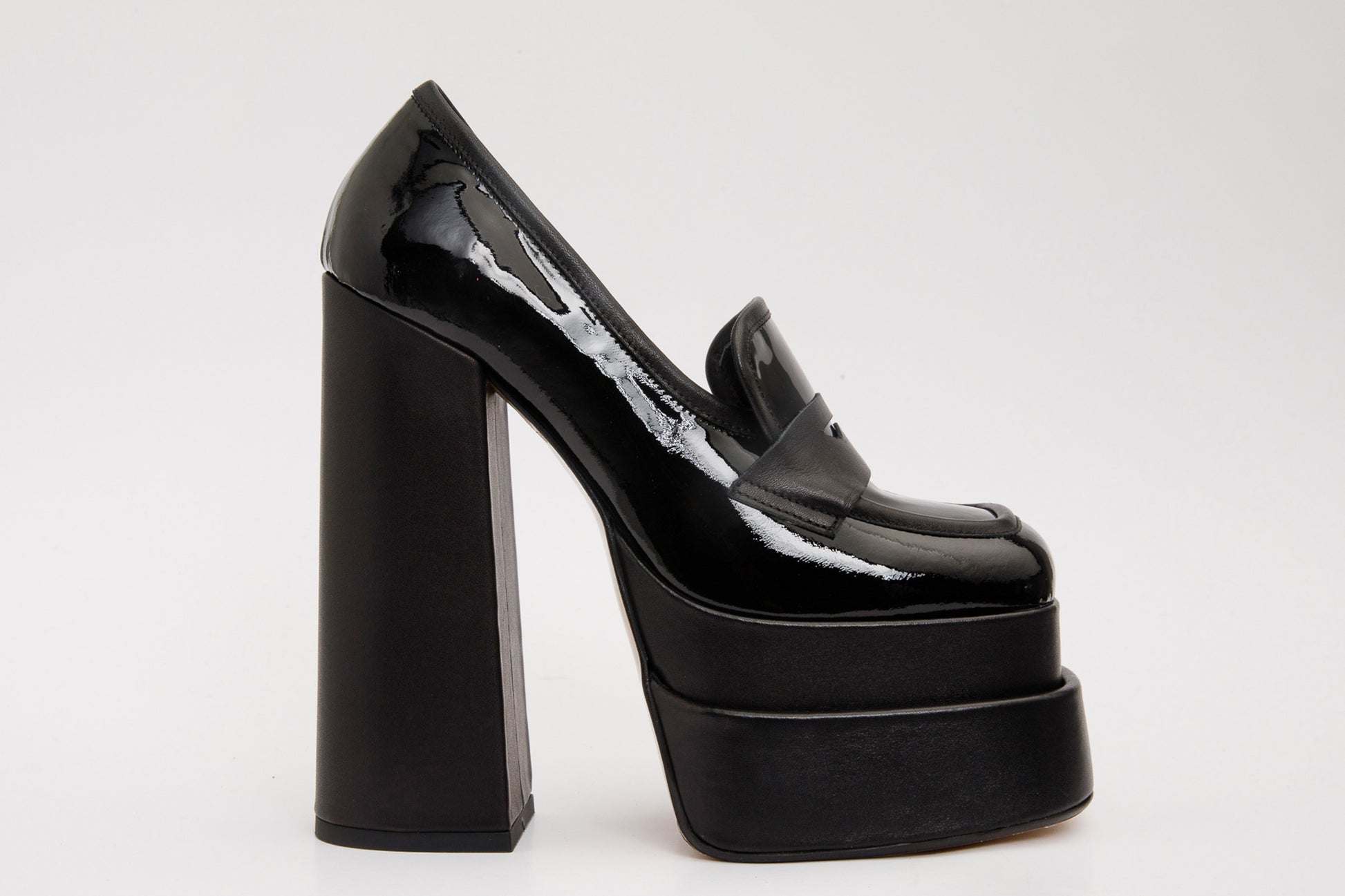 The Latino Black Leather Platform Heel Pump Women Shoe Final Sale