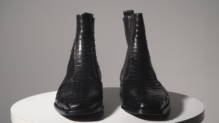 The Boss Black Pythn Snk Zip-Up Leather Boot Limited Edition