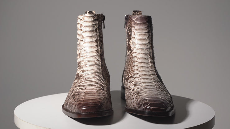 The Boss Natural Pythn Snk Zip-Up Leather Boot Limited Edition