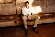 The Anderson Brown Leather & Suede Brogue Lace-Up Boot with a Zipper