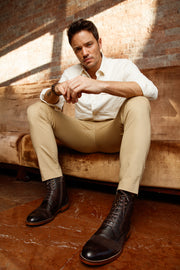 The Anderson Brown Leather & Suede Brogue Lace-Up Boot with a Zipper