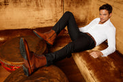 The Loddon Brown Leather Wingtip Brogue Handwoven Lace-Up Boot with a Zipper