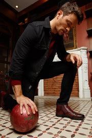 The Montreal Burgundy Leather Casual Zip-Up Ankle Boot