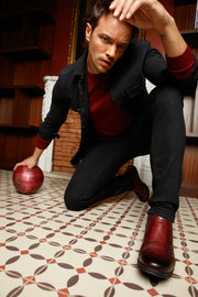 The Montreal Burgundy Leather Casual Zip-Up Ankle Boot