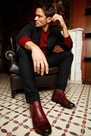 The Montreal Burgundy Leather Casual Zip-Up Ankle Boot