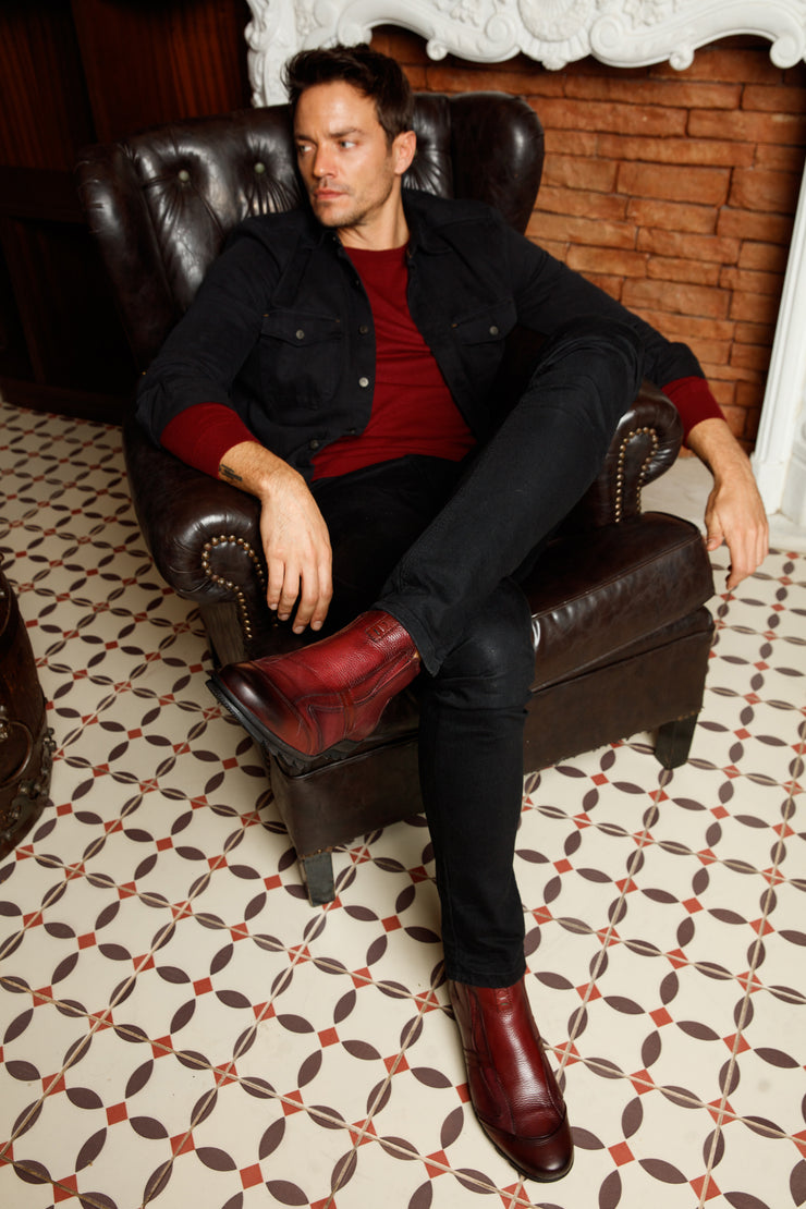 The Montreal Burgundy Leather Casual Zip-Up Ankle Boot