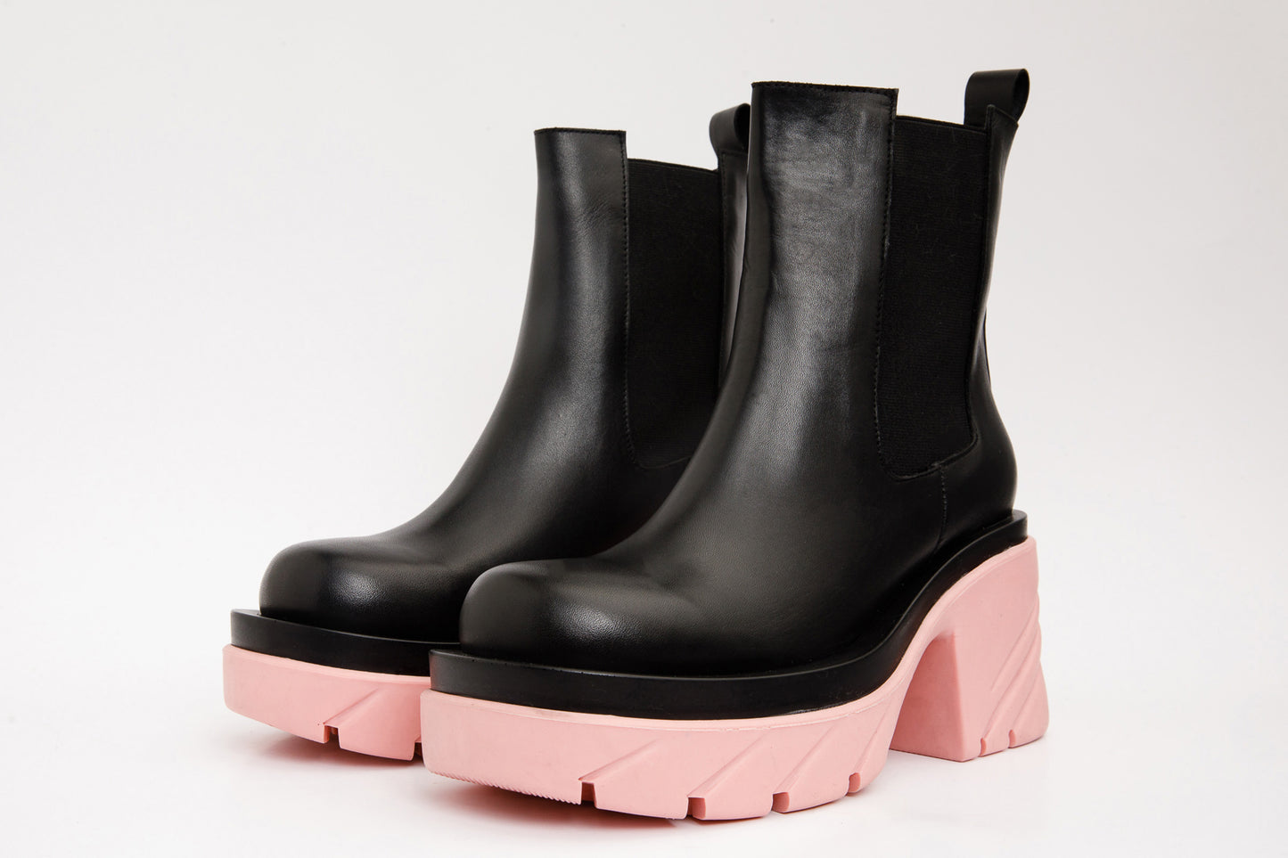 The Olga Black & Pink Leather Mid Calf Women Boot