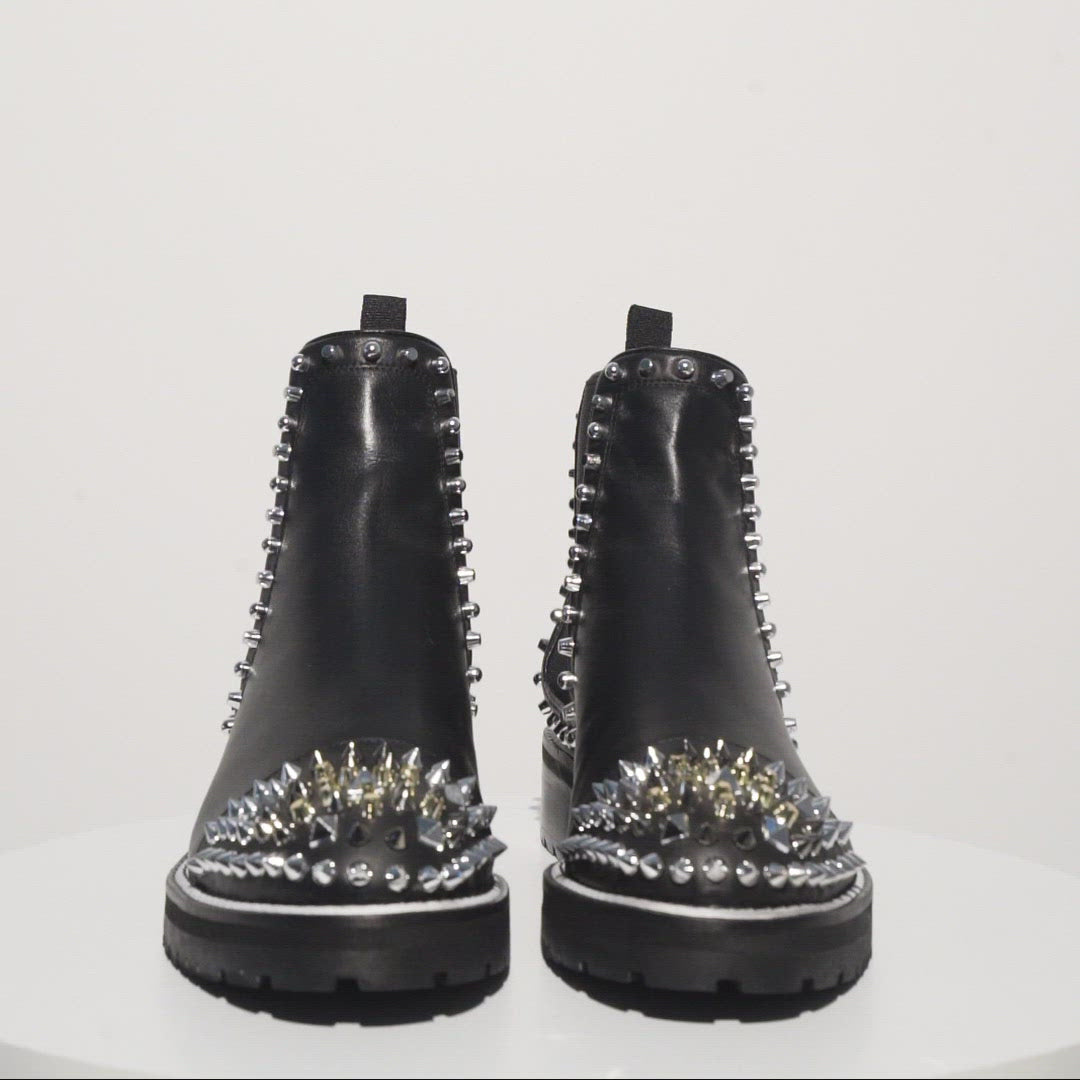 black studded spike boots