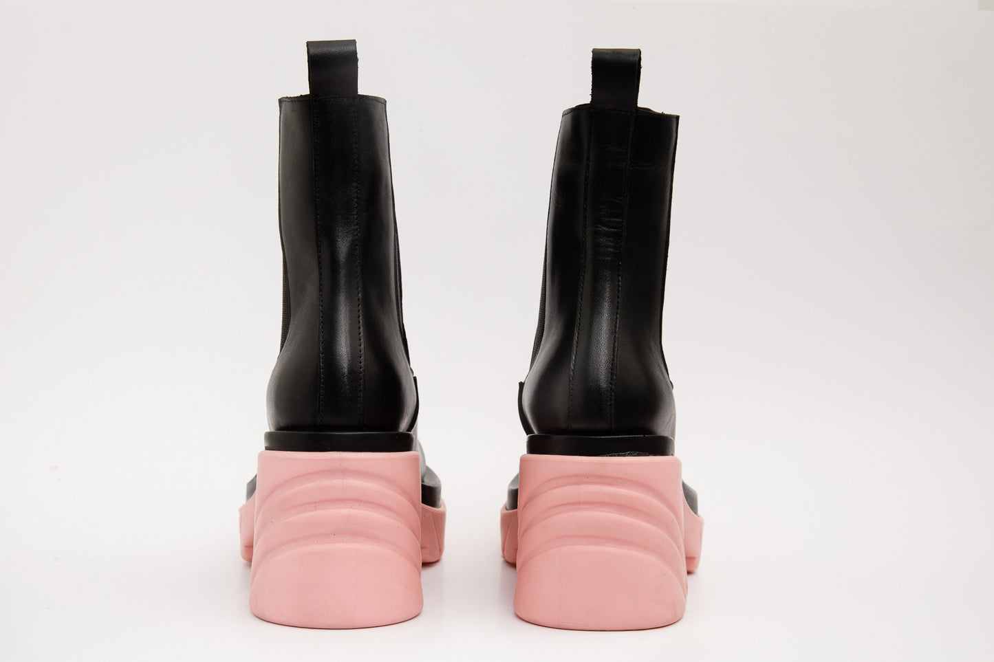 The Olga Black & Pink Leather Mid Calf Women Boot