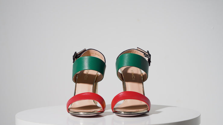 The Niger Block Heel Multicolor Leather Sandal