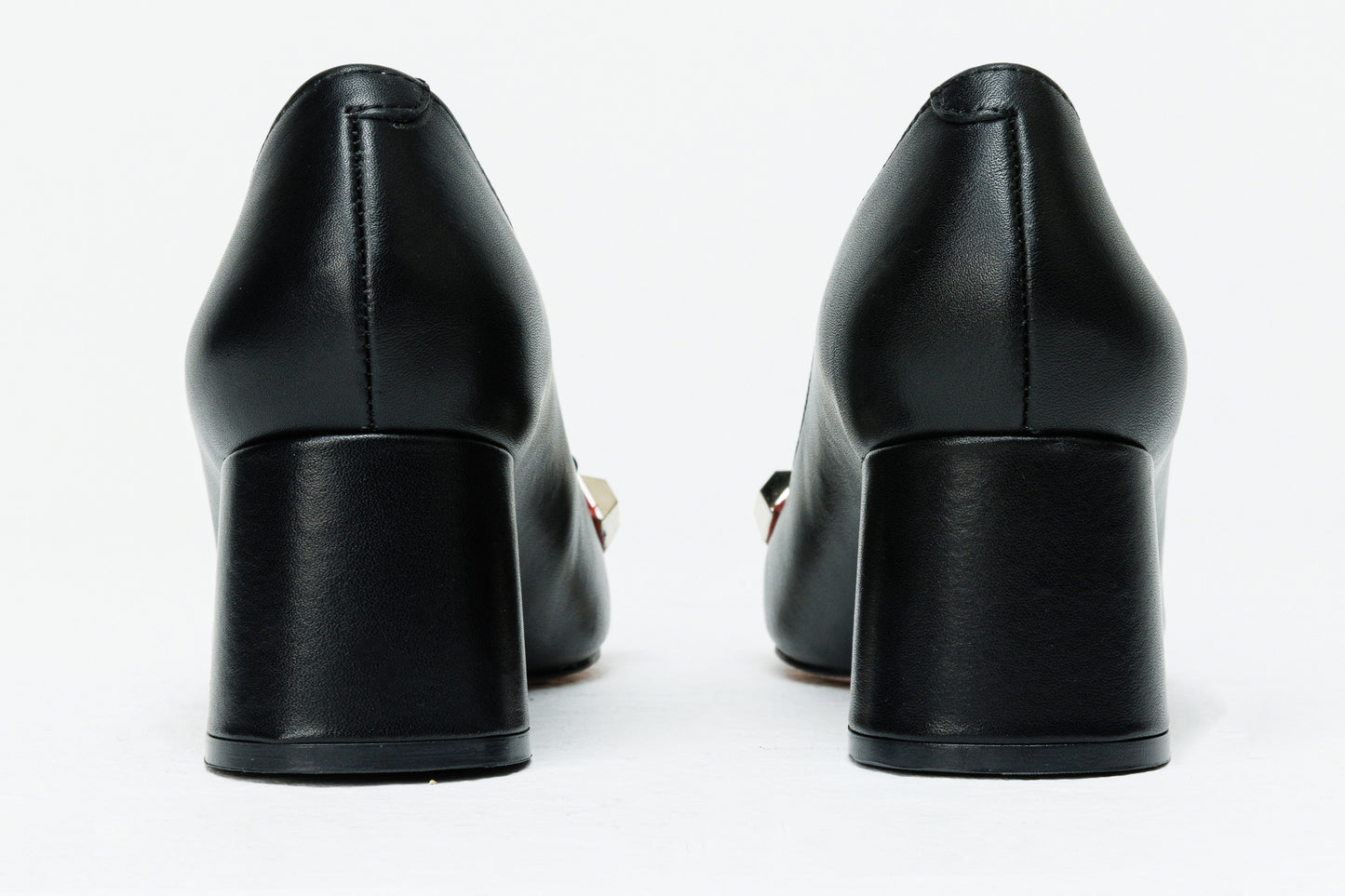 The Olney Black Leather Block Heel Pump Women Shoe