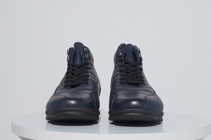The Merter Navy Blue Leather Casual Lace-Up Boot
