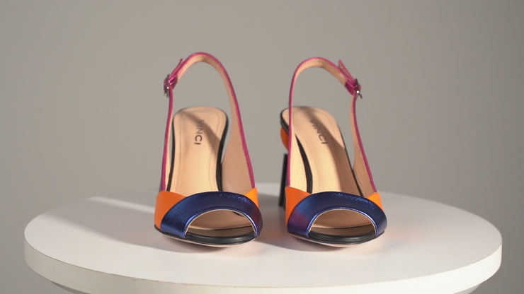 The Rize Multicolor Pumpkin Heel Leather Sandal