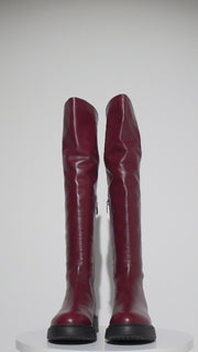 The Saint Petersburg Burgundy Leather Knee High Boot