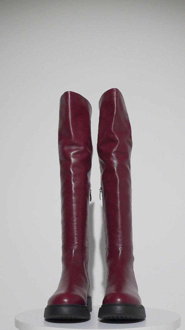 The Saint Petersburg Burgundy Leather Knee High Boot