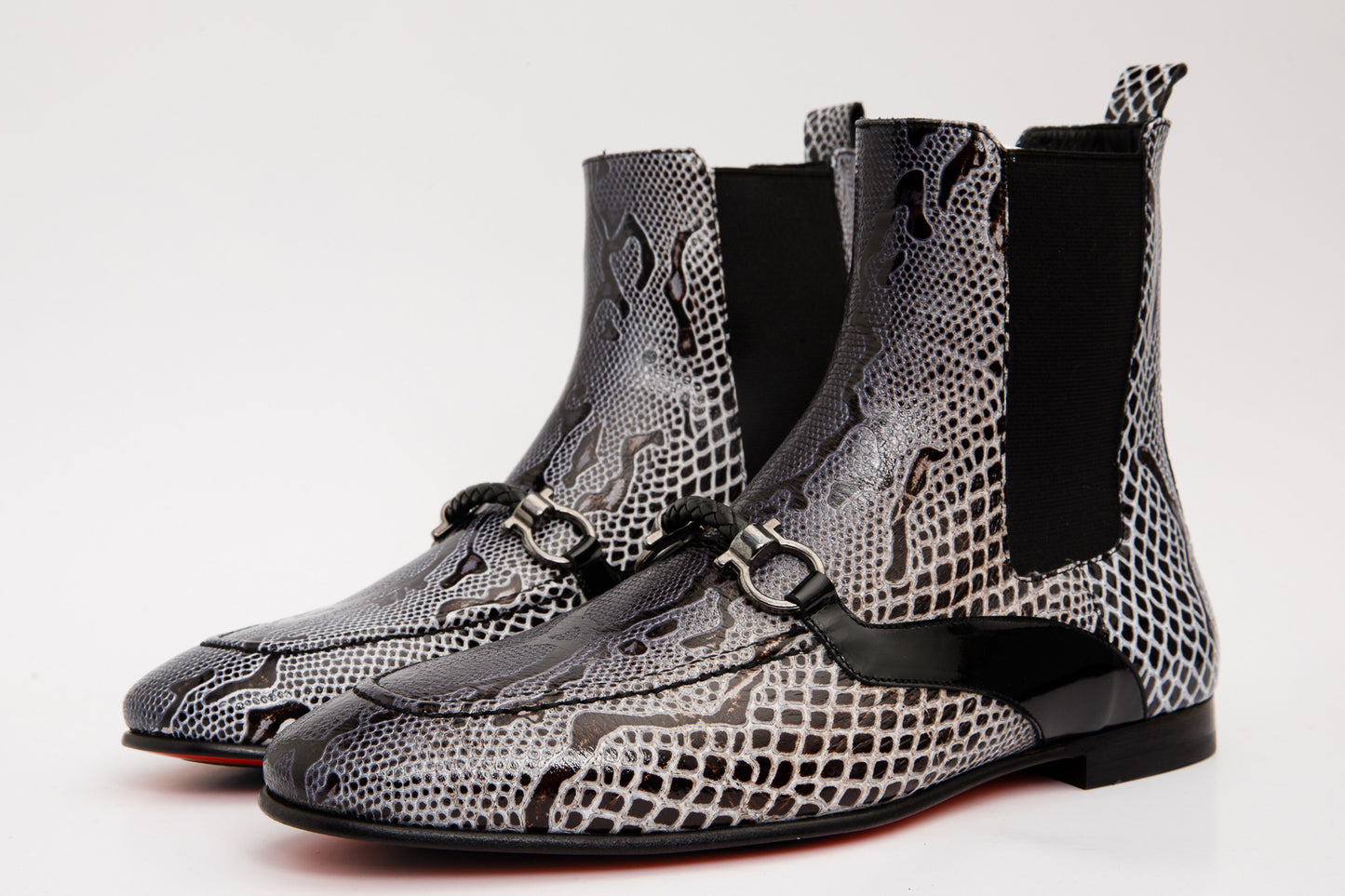 The Milano Black & White Leather Chelsea Dress Men Boot Final Sale!