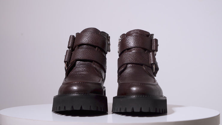 The Harry Brown Leather Double Monk Women Ankle Boot