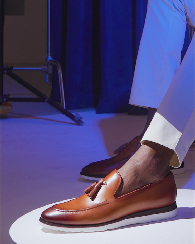 The Cerreto Brown Leather Tassel Loafer