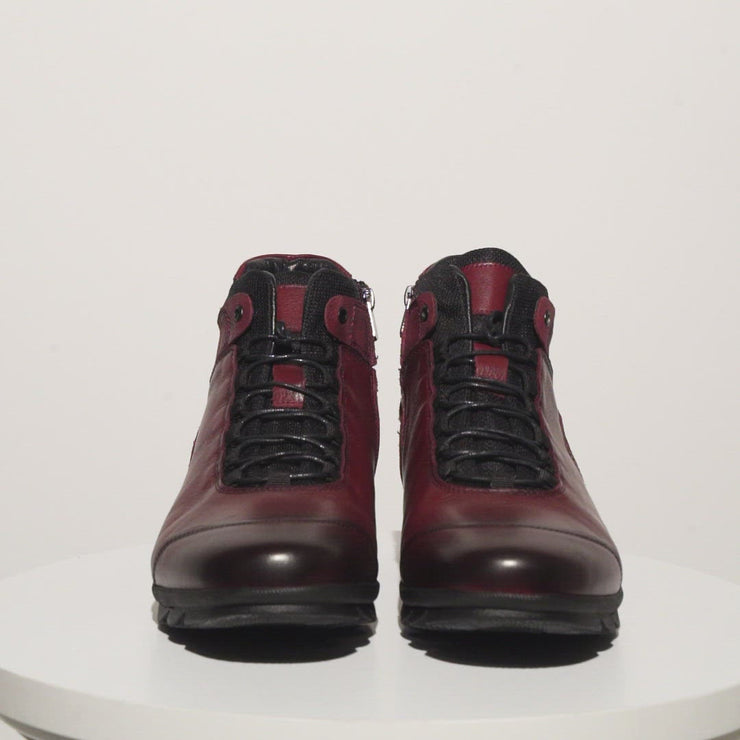 The Houston Leather Burgundy Lace-Up Casual Boot with a Zipper