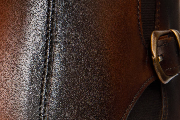 The Royal Hand Craft Cognac Leather Double-Buckle Chelsea Boot