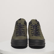 The Riga Green Suede Leather Casual Lace-Up Boot with a Zipper