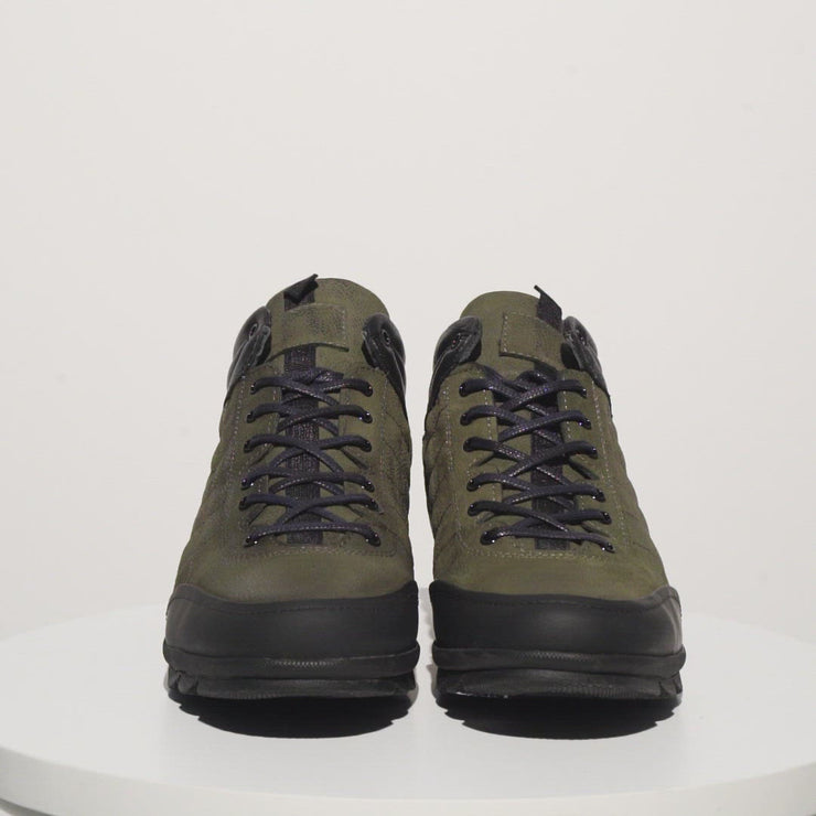 The Riga Green Suede Leather Casual Lace-Up Boot with a Zipper