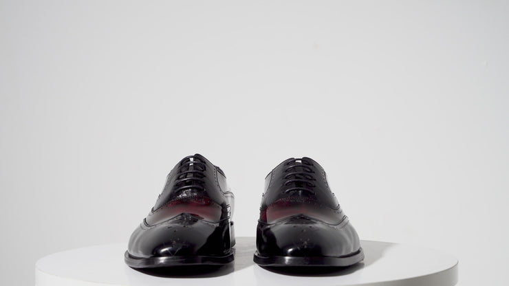 The Dicle Black/Burgundy Wingtip Semi Brogue Derby Shoe