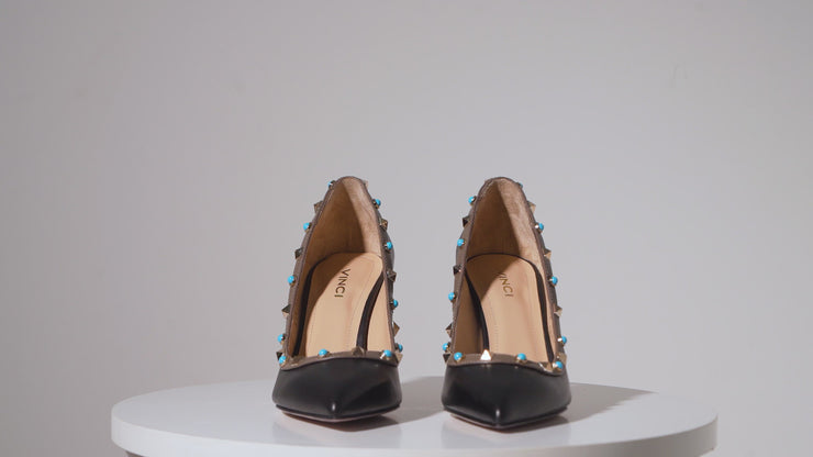 The Tikapur Black Leather Pump