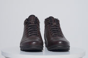 The Houston Leather Brown Lace-Up Casual Boot with a Zipper