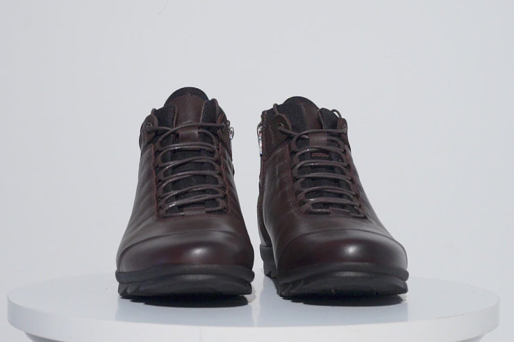 The Houston Leather Brown Lace-Up Casual Boot with a Zipper