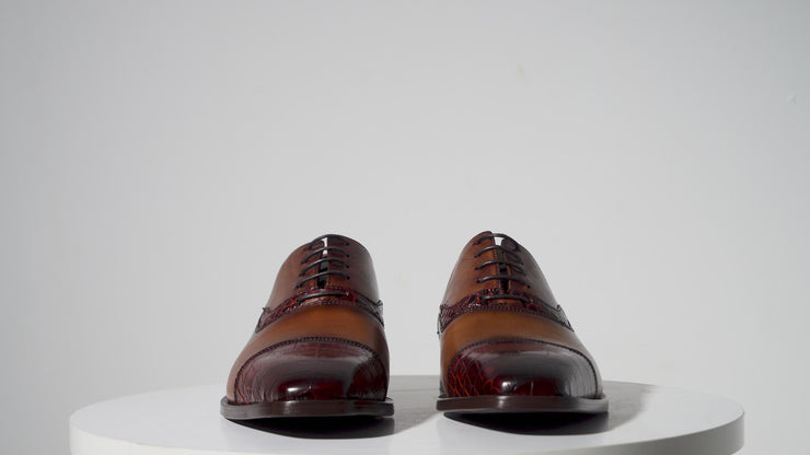 The Yukon Tan Single Brogue Cap Toe Oxford Shoe