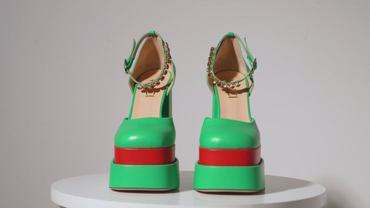 The Neptune Green Leather High Heel Pump Final Sale!