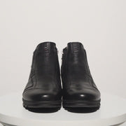 The Montreal Black Leather Casual Zip-Up Ankle Boot