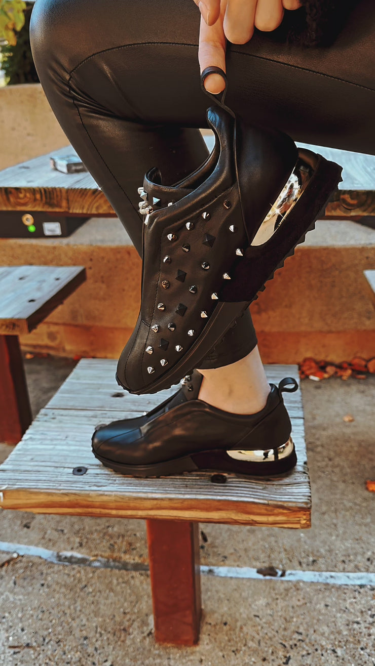 The Infanta Black Spike Leather Sneaker For Women Limited Edition