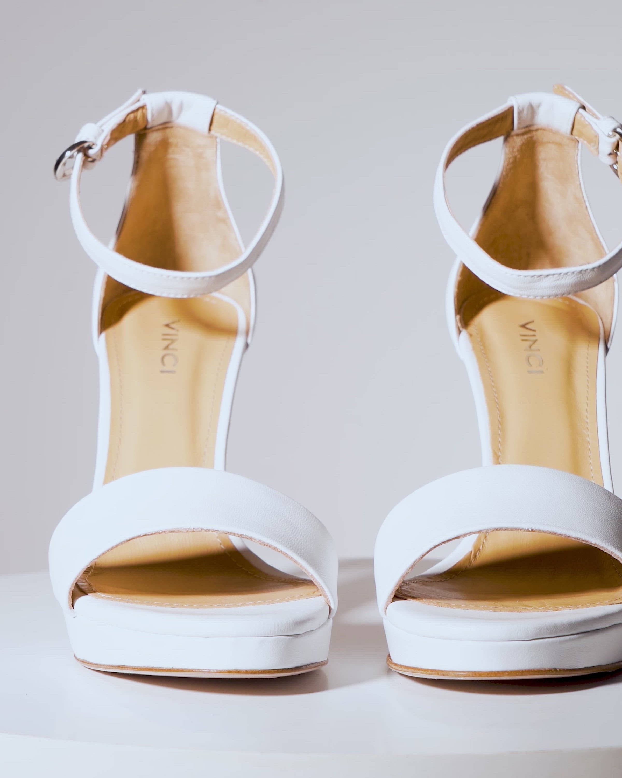 The Aksu White Leather Ankle Strap Women Sandal Final Sale