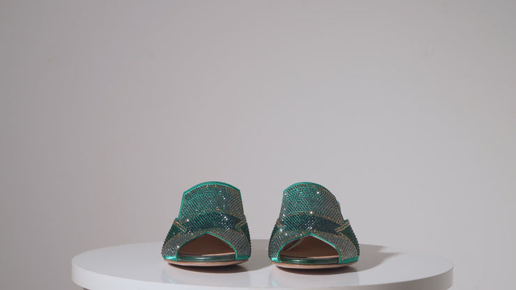 The Magnolia Green Glitter Leather Sandal
