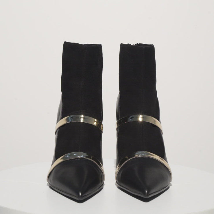 The Manila Black Leather Ankle Boot
