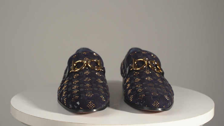 The Vicino Shoe Navy Blue Bit Dress Loafer